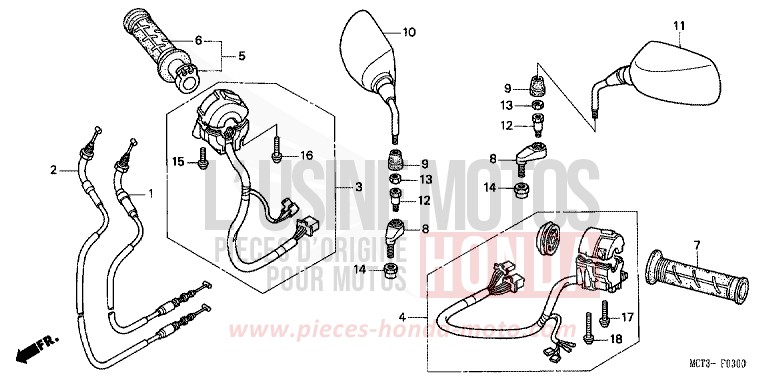 COMMUTATEUR/CABLE de SILVER WING FORCE SILVER METALLIC (NH411) de 2003